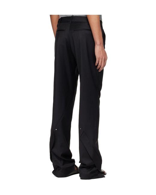 HELIOT EMIL Black Derby Tailored Belt Loop Wool Casual Pants for men