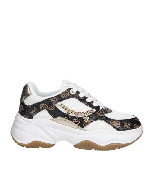Guess White Harpaa Chain-Logo Sneakers