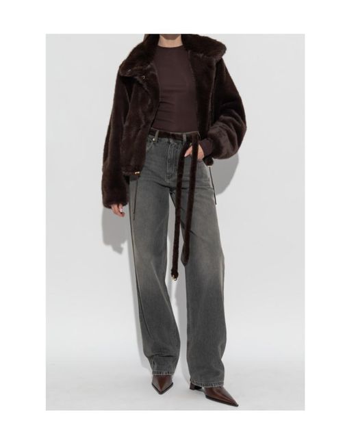DARKPARK Gray Lu Wide-Leg Belted Jeans