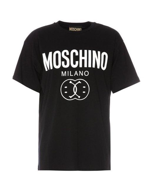 Moschino Black Cotton Logo-Print T-Shirt for men
