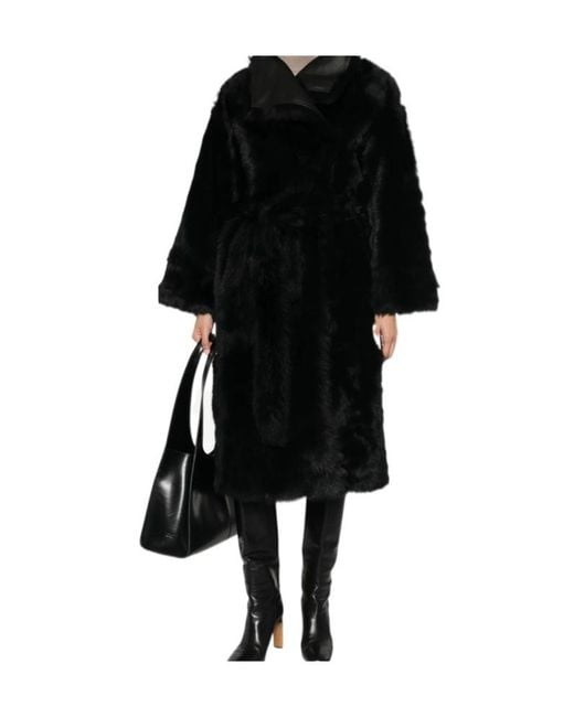 Yves Salomon Black Shearling-Trimmed Fur Jacket