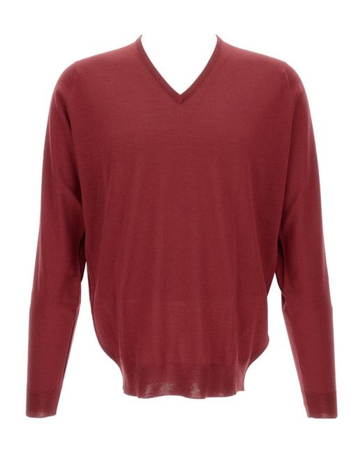 John Smedley Red Long-Sleeved Sweater for men