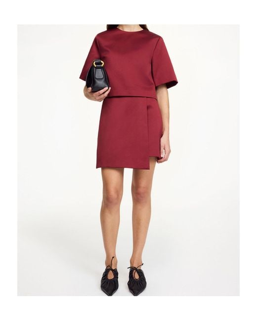 By Malene Birger Red Draped Mini Skirt