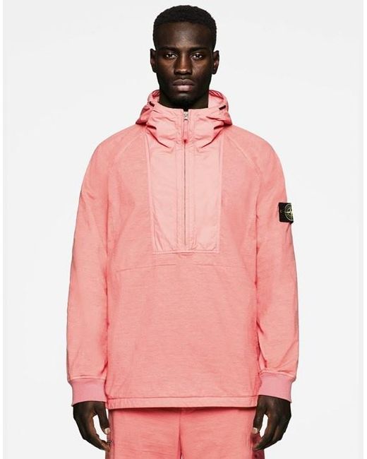 Stone Island Pink Semi-Zipper Casual Jacket for men