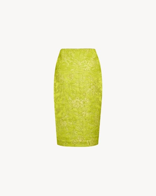 Saint Laurent Green Brocade Midi Skirt