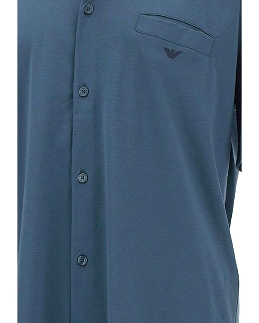 Emporio Armani Blue Logo Pocket Short Pyjamas for men