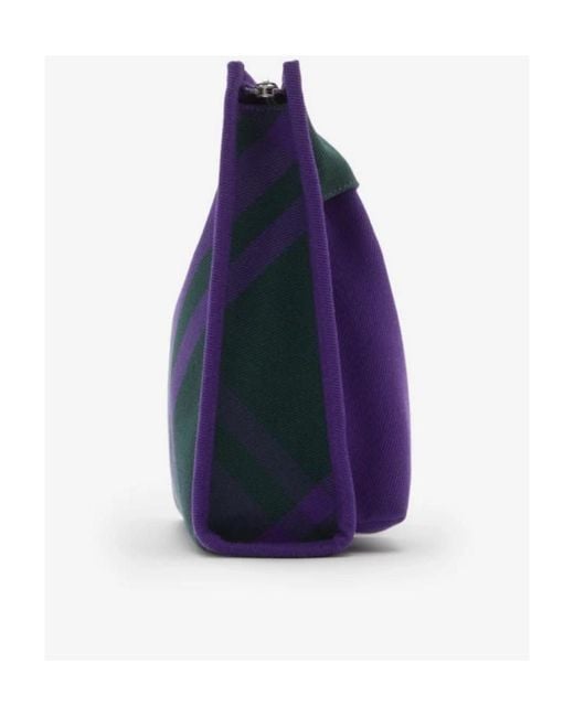 Burberry Purple Check-Pattern Zipped Clutch Bag for men