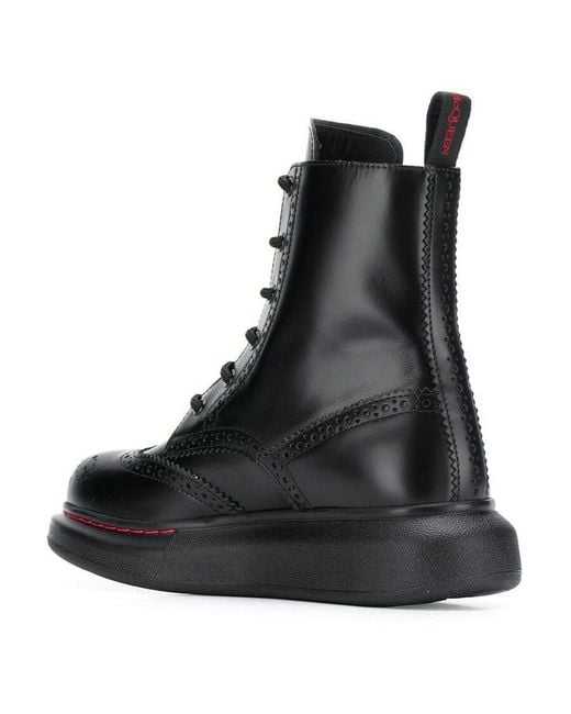 McQueen Black Hybrid Lace-Up Ankle Boots