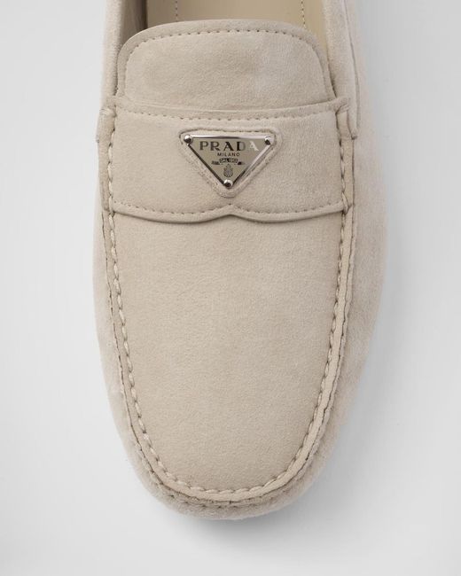 Prada White Suede Driving Shoes for men