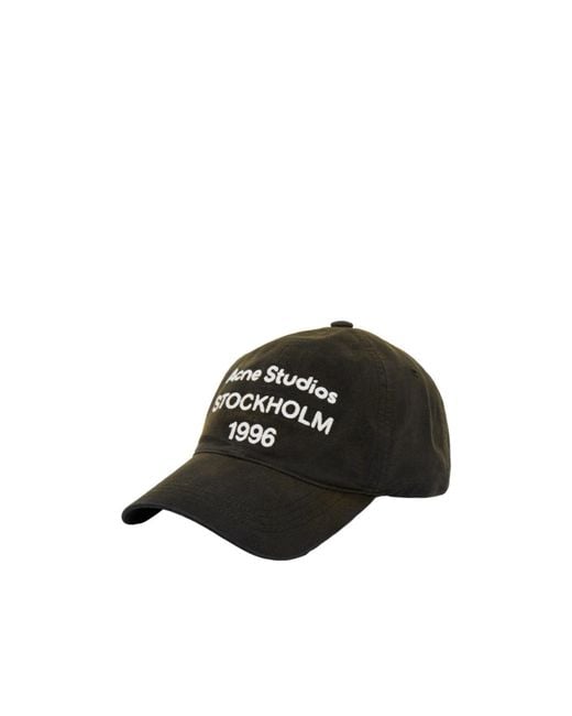 Acne Black Darktoned Cotton Baseball Cap for men