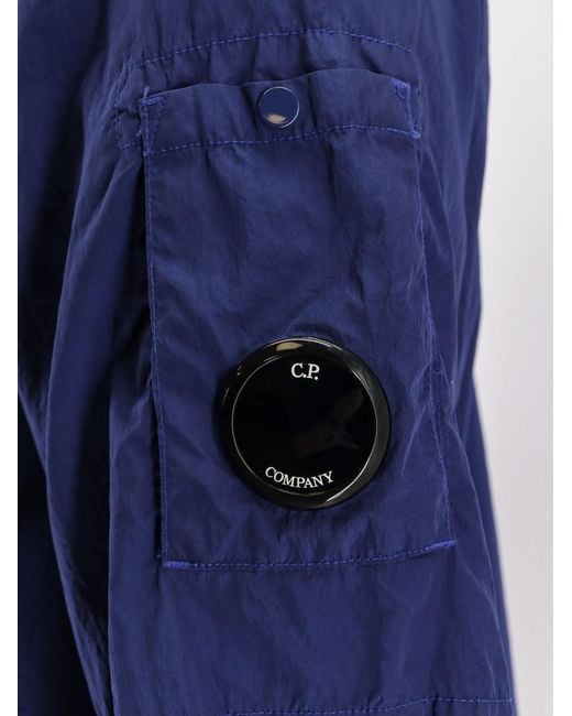 C P Company Blue Logo Plaque Short-Sleeved Shirt for men