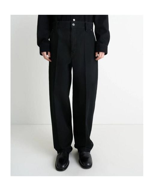 Lemaire Black Maxi Workwear Denim Trousers for men