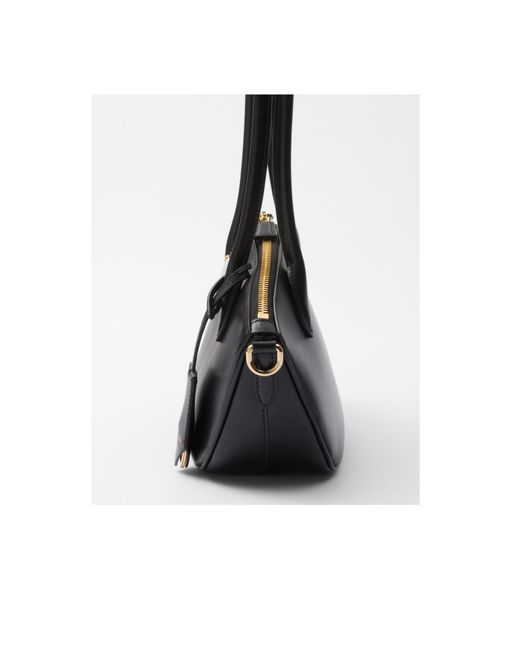Prada Black Logo Plaque Tote Bag