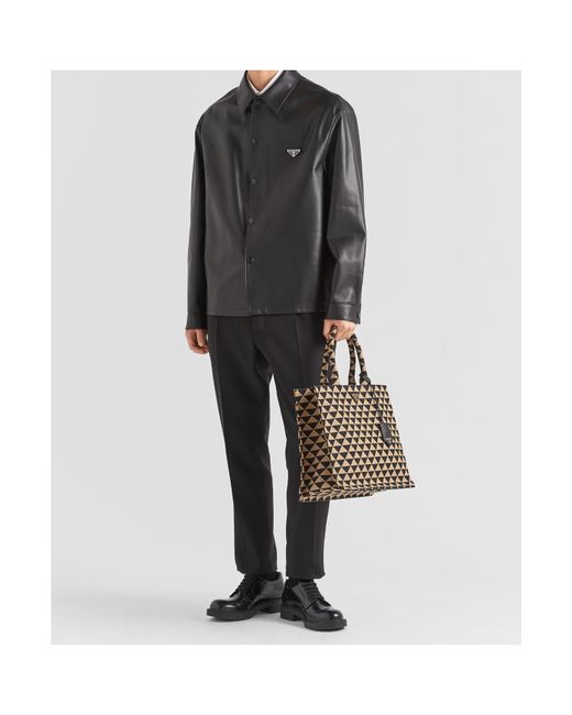 Prada Black Triangle-Logo Button-Up Shirt for men