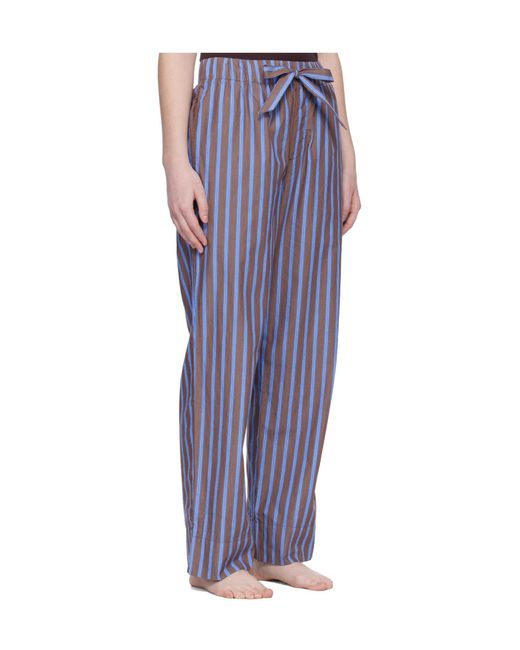 Tekla Blue Drawstring Striped Pajama Pants for men
