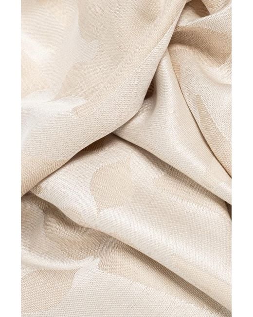 Max Mara Natural Edro Monogram-Jacquard Fringed Scarf
