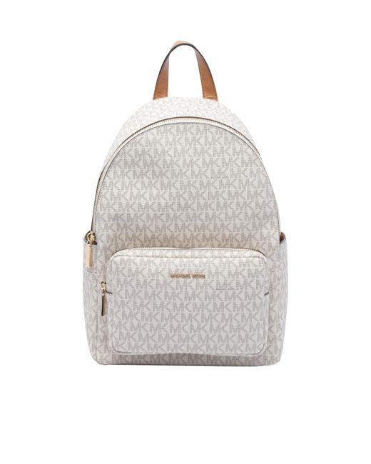 Michael Kors White Michael Tanner Medium Signature Logo Backpack