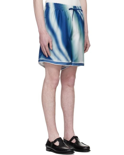 Casablanca Blue The Art Of The Serve Silk Shorts for men