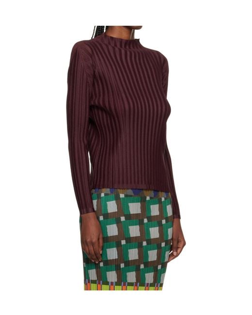 Pleats Please Issey Miyake Purple Rib Pleats January Knitwear