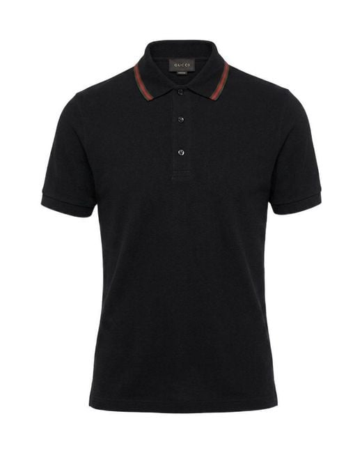 Gucci Black Jersey Piquet Polo Shirt for men