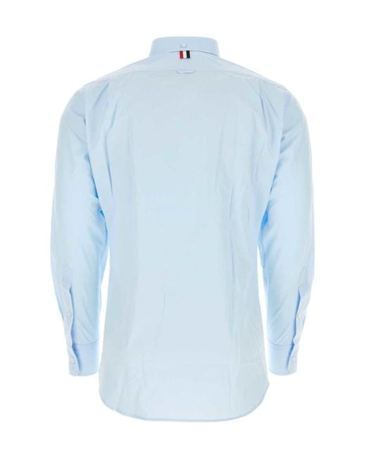 Thom Browne Blue Logo Patch Long-Sleeved Shirt for men