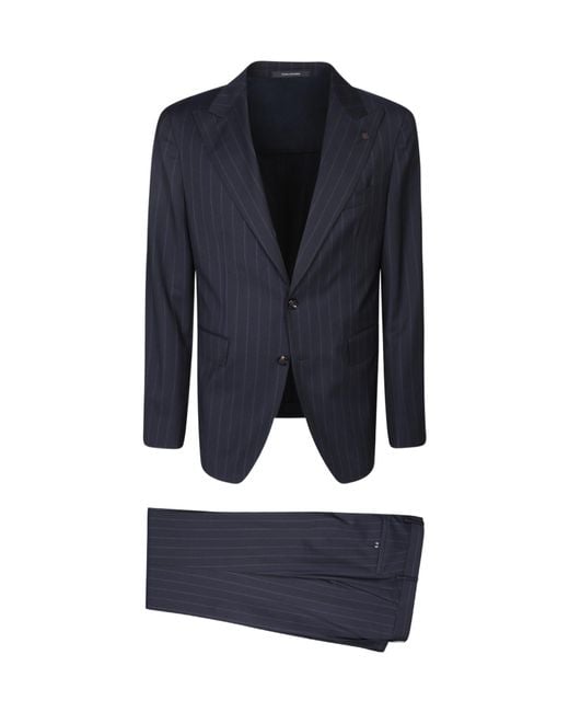 Tagliatore Blue Pinstriped Double-Breasted Wool Suit for men