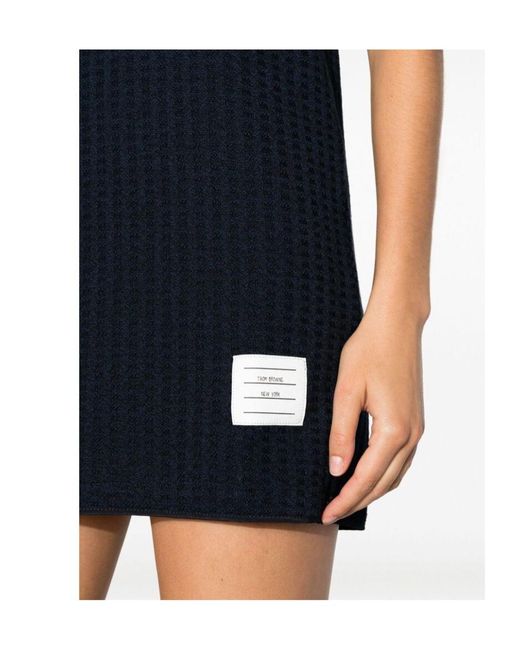 Thom Browne Black Checked Jacquard Short-Sleeved Polo Mini Dress