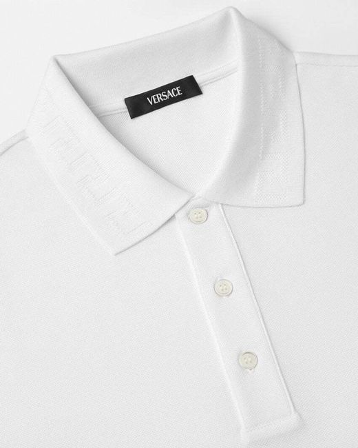 Versace White Medusa-Patch Short-Sleeved Polo Shirt for men