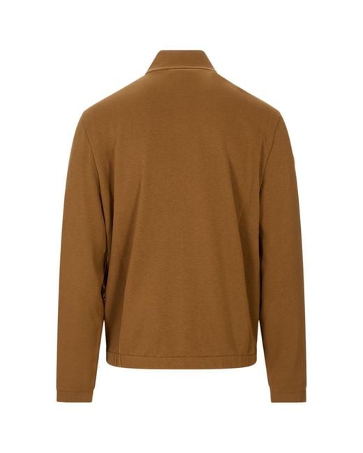 Moncler Brown Zip-Up Pocket Sweatshirt for men