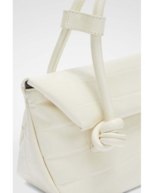 Jil Sander White Small Knot-Detailed Embossed Shoulder Bag