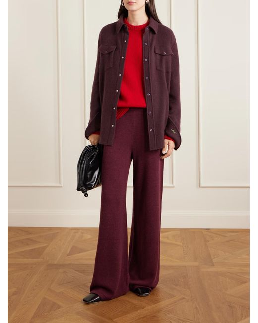 The Elder Statesman Red Juniper Cashmere Wide-Leg Casual Pants