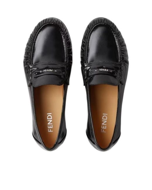 Fendi Black Scrunch Penny Loafers for men