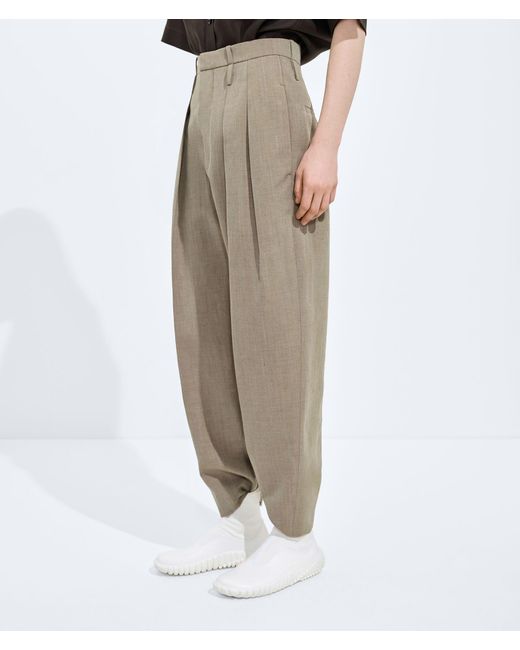 Bottega Veneta Natural Wool And Linen Pants