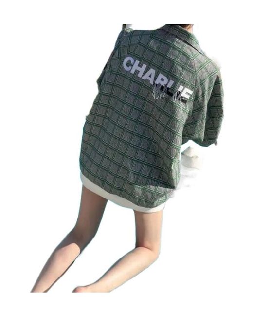 CHARLIE LUCIANO Green Panda Zipper Jacket for men