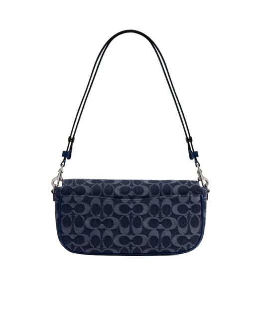 COACH Blue Bolsa Brook Flap Chain Signature Denim