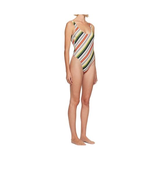 Jean Paul Gaultier Multicolor Diagonal Striped One-Piece Swimsuit