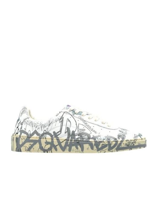 DSquared² White Rider All-Over Printed Lace-Up Sneakers for men