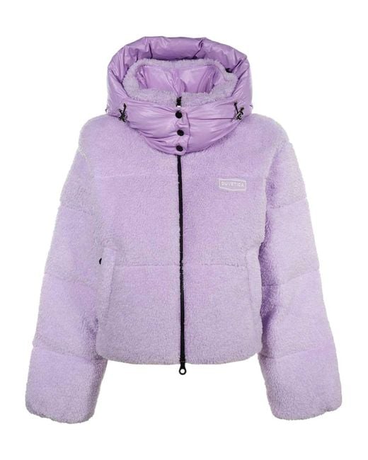 Duvetica Purple Logo Zip-Up Down Jacket