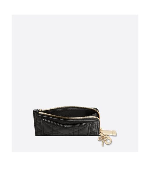 Dior Black Lady Compact Zipped Card Holder