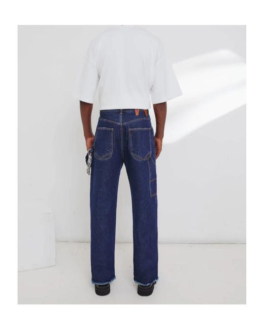 DARKPARK Blue Chain Adorned Relax Fit Worker Denim for men