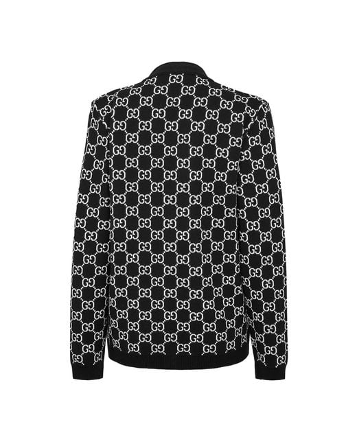 Gucci Black Gg Reversible Jacquard Cardigan