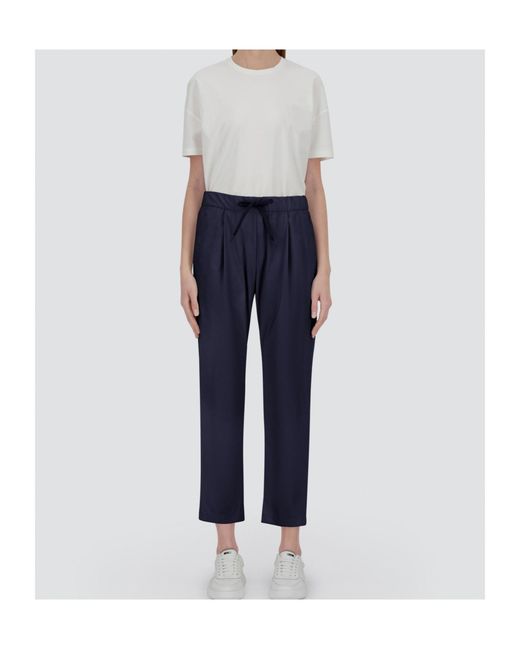 Herno Blue Straight-Leg Drawstring Trousers