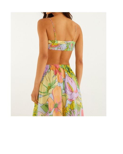 Farm Rio Green Spring Affair Beaded Crop Top