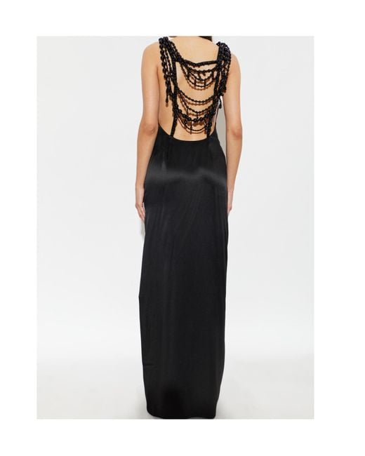 Balmain Black Beaded Maxi Dress
