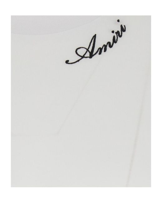 Amiri White Logo Crewneck T-Shirt for men
