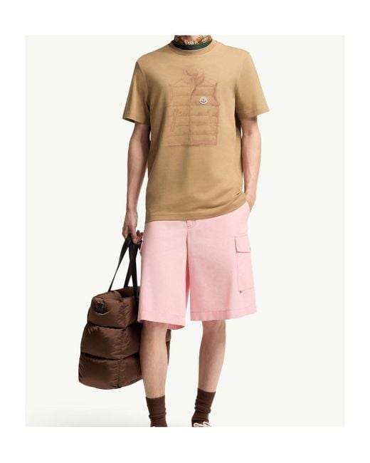 Moncler Natural Down Jacket Print Cotton T-Shirt for men