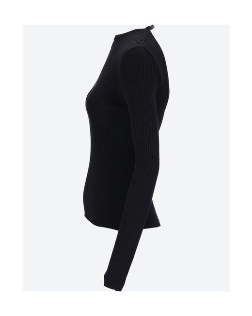 Courreges Blue Logo-Embossed Ribbed-Knit Jumper