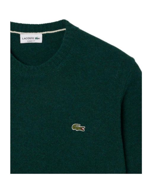 Lacoste Green Logo Patch Ribbed Crewneck Jumper for men