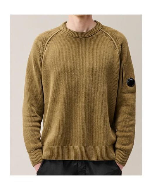C P Company Green Long-Sleeve Crew-Neck Pullover for men