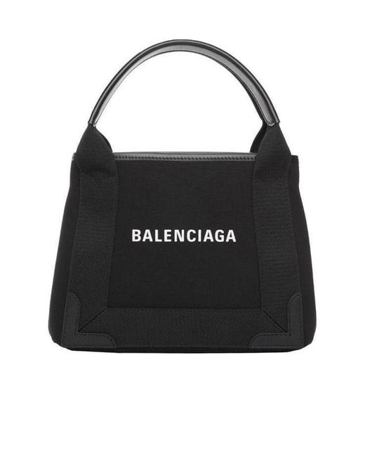 Balenciaga Black Small Cabas Logo Print Tote Bag